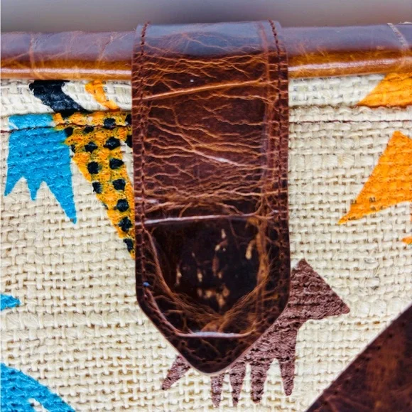 Vintage Marco Avane Tribal Print Crossbody Bag with Brown Leather Accents - Picture 7 of 11